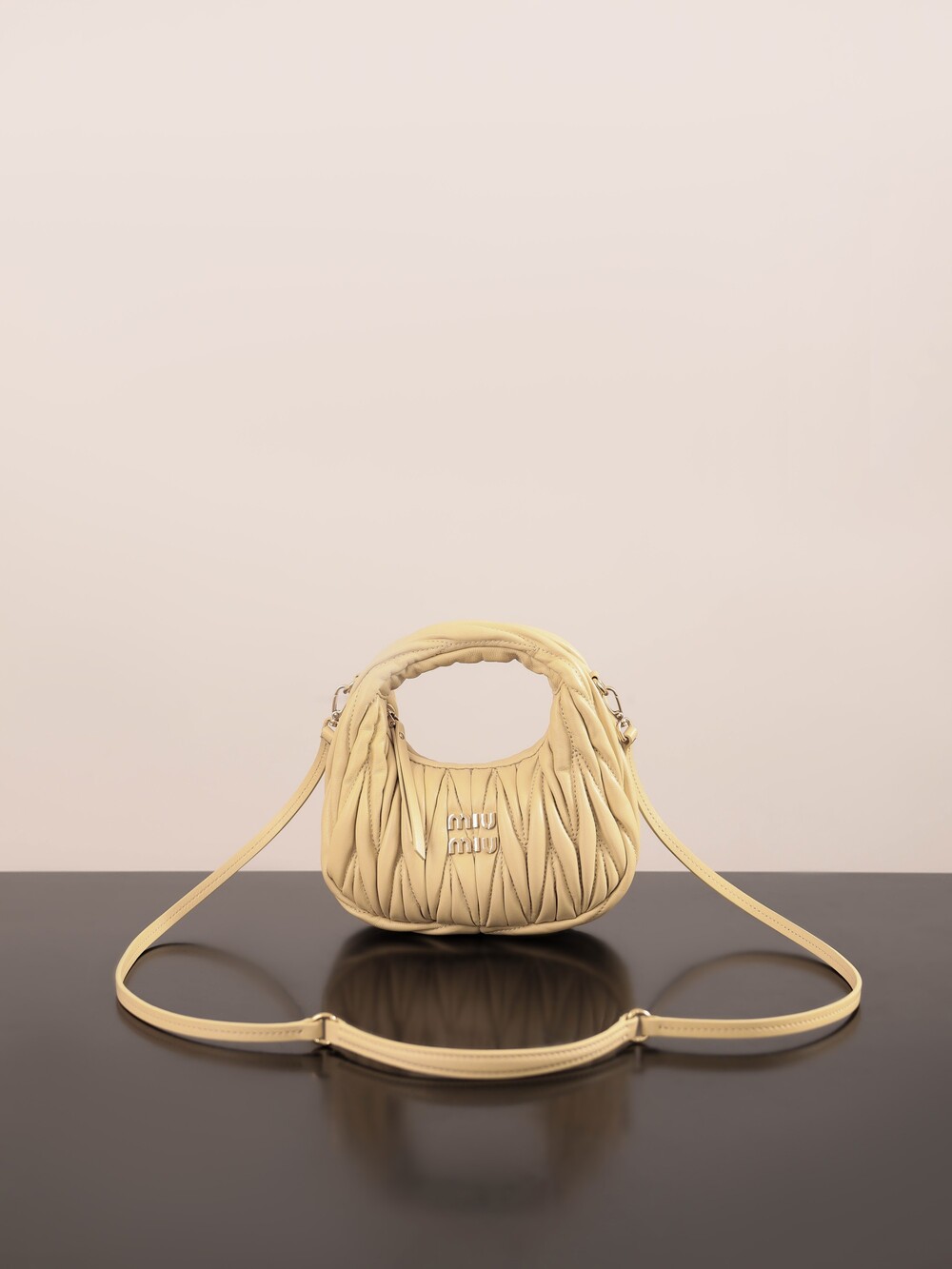 Miu Miu Cream Matelassé Mini Hobo Handbag